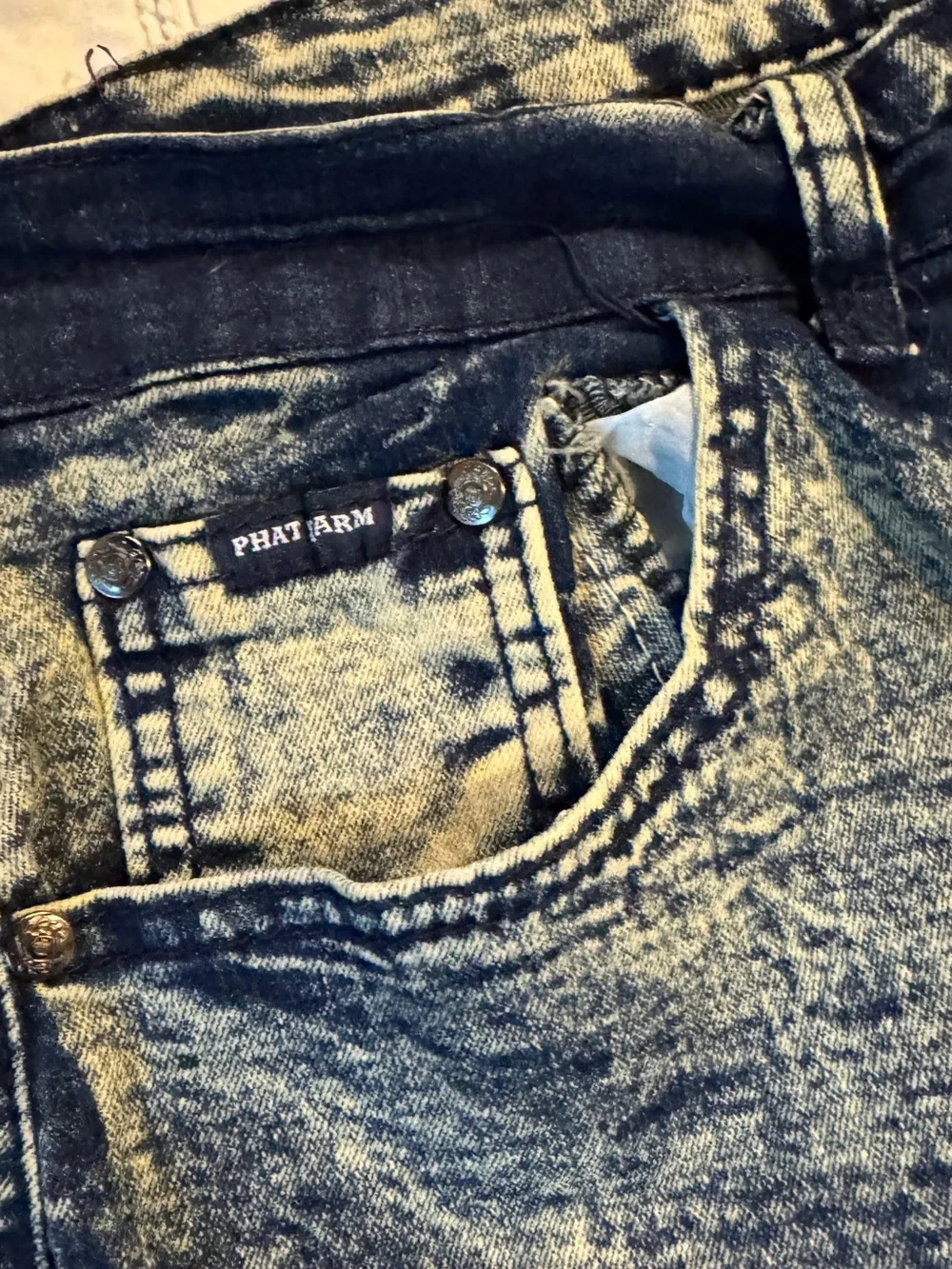 Phat Farm Acid-Wash Moto Jeans